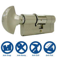 3* 35(Ext)/45 Euro Cylinder / Thumbturn KD - Satin Nickel